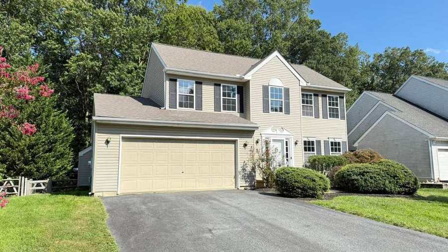 Completed two-story home exterior in a Delaware neighborhood